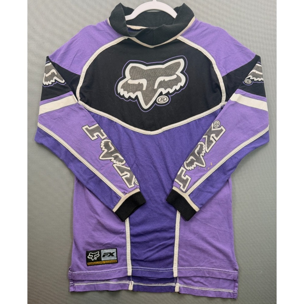 ~Vintage~ Fox Racing FX Motocross Jersey Purple Black USA Made 90s | Men's Small
